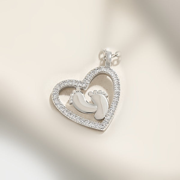 Footprint Heart Pendant Necklace