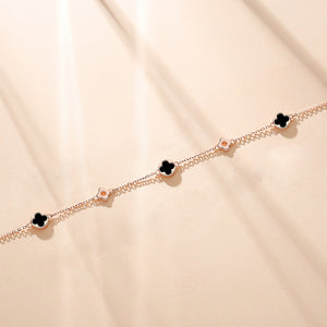 Agate Four Leaf Clover Charm Bracelet