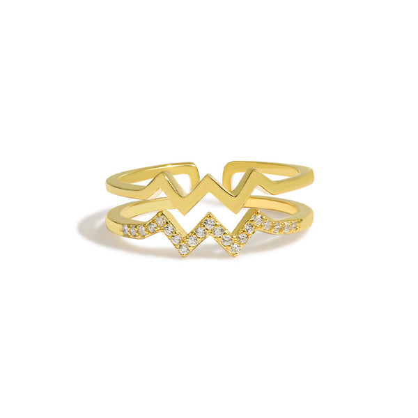 Double Layered Heartbeat Ring