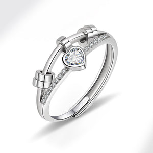 Heart Bead Anxiety Fidget Spinner Ring