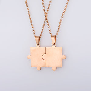 Puzzle Matching Couple Pendant Necklace