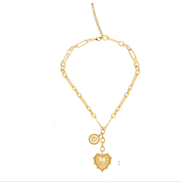 Gold Sun Heart Necklace