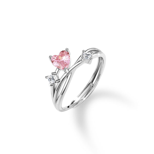 Pink Heart Star Couple Matching Ring