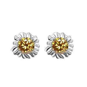 Color Moissanite Sunflower Stud Earrings