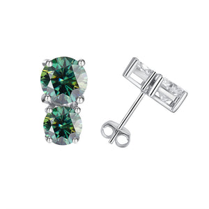 Round Color Moissanite Wedding Stud Earrings