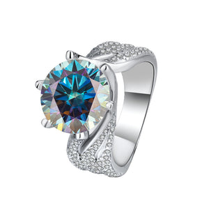 Round Color Moissanite Pave Statement Ring