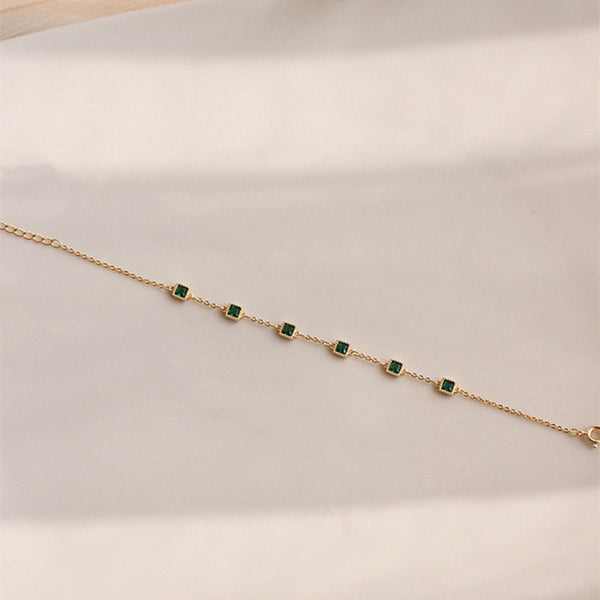 Gold Emerald Gem Bracelet