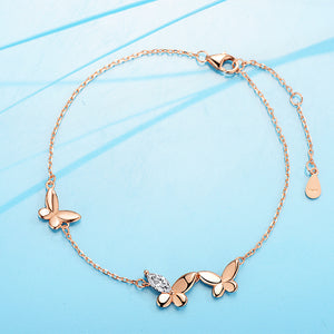 Triple Butterfly Charm Stacking Bracelet