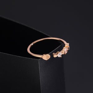 Dainty Gold Heart Open Stacking Ring