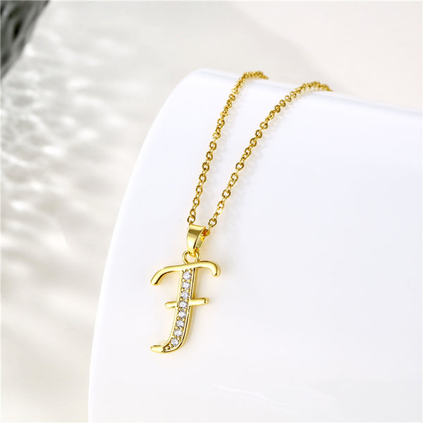 Gold Initial Letter Pendant Necklace