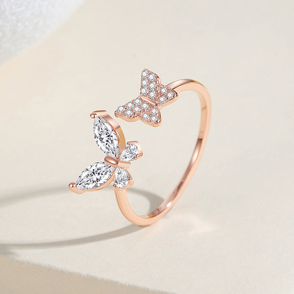 Dainty Double Butterfly Stacking Ring