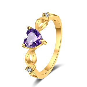 Purple Heart Gemstone Stacking Band Ring