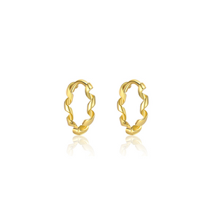 Minimalist Gold Twist Huggie Hoop Earrings