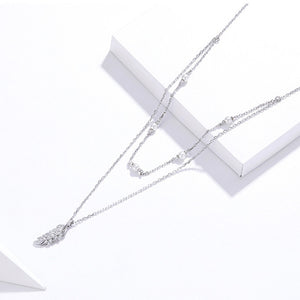 Olive Branch Leaf Double Layering Necklace