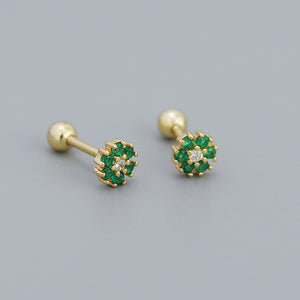 Color Gemstone Flower Stud Earrings
