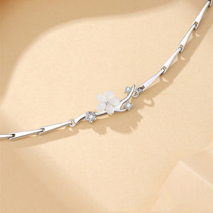 White Cherry Blossom Flower Charm Bracelet