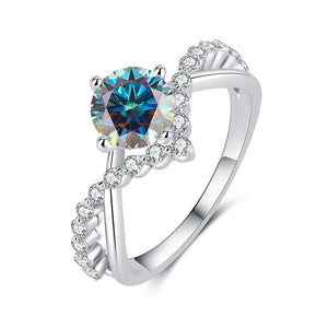 Moissanite Crown Tiara Pave Engagement Ring