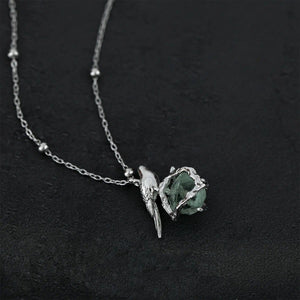 Dainty Green Fluorite Bird Pendant Necklace