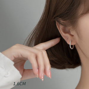 Simple Pave Setting Small Hoop Earrings