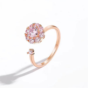 Pink Flower Anxiety Fidget Spinner Ring