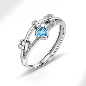 Heart Bead Anxiety Fidget Spinner Ring