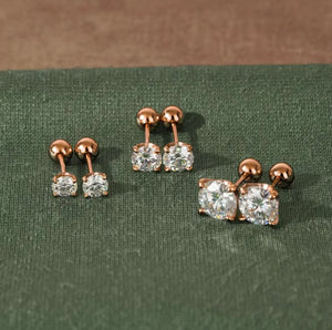 Four-Prong Round Moissanite Stud Earrings