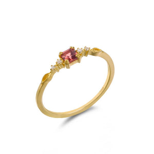 Vintage Garnet Stone Thin Band Ring
