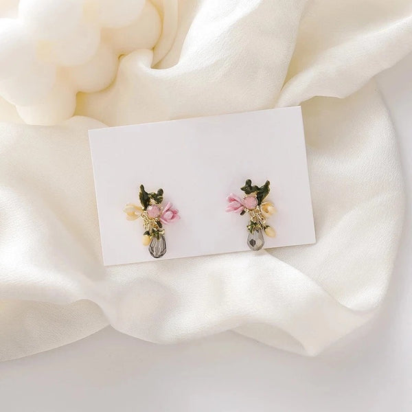 Dainty Flower Enamel Earrings
