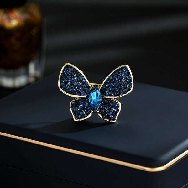 Colored Gemstone Butterfly Brooch