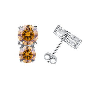 Round Color Moissanite Wedding Stud Earrings