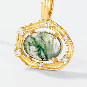 Nature Moss Agate Pendant Necklace