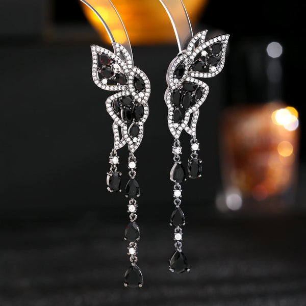 Colored Butterfly Tassel Stud Earrings