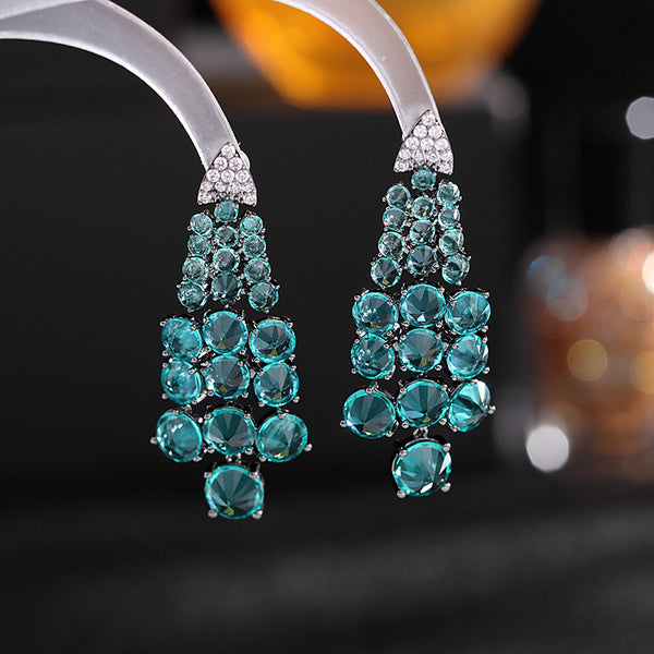 Color Gemstone Drop Wedding Earrings