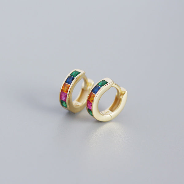 Color Gemstone Hoop Wedding Earrings