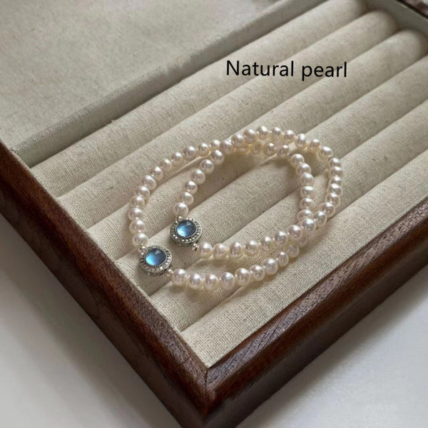 Silver Aquamarine Pearl Bracelet