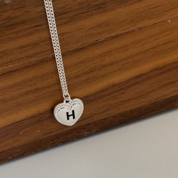 Letter H Heart Pendant Necklace