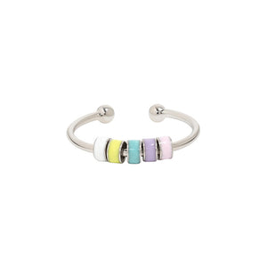 Rainbow Bead Anxiety Fidget Spinner Ring