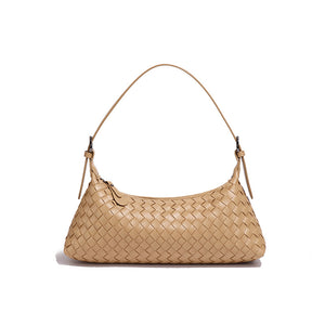 Woven Leather Baguette Shoulder Handbag