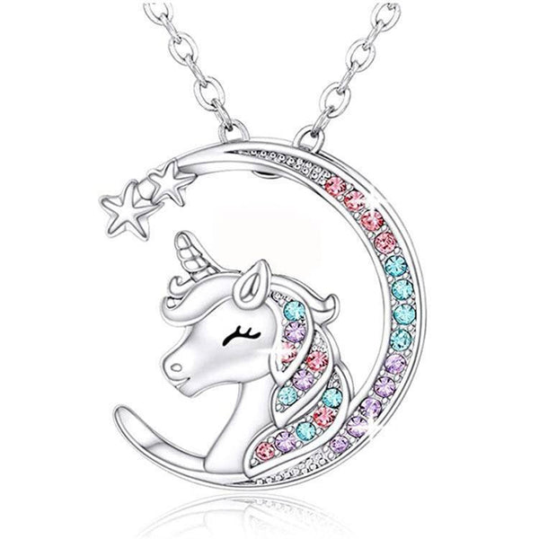 Unicorn Heart Moon Pendant Necklace