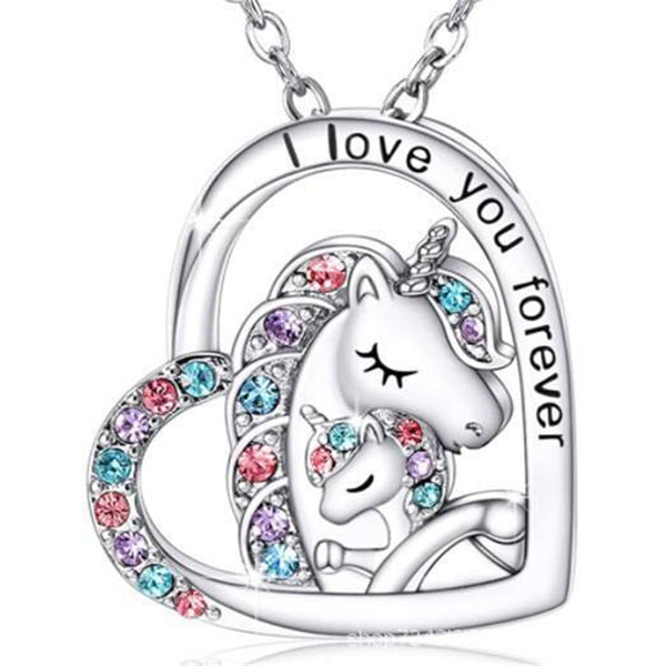 Unicorn Heart Moon Pendant Necklace