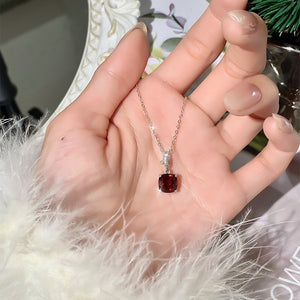 Minimalist Cushion Gemstone Charm Necklace