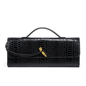 Alligator-Embossed Leather Clutch Handbag