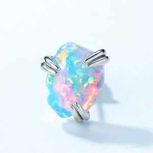 Natural Colorful Opal Prong Stud Earrings