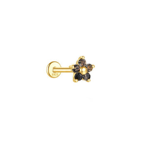 Tiny Floral Black Rutilated Quartz Stud Earrings