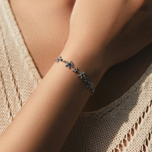 Gradient Blue CZ Flower Cluster Chain Bracelet