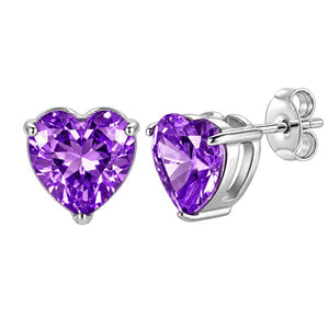Classic Colorful Heart Birthstone Stud Earrings