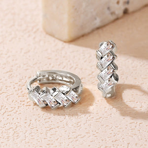 Staggered Baguette Moissanite Hoop Earrings