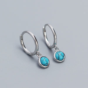 Agate Moonstone Turquoise Drop Hoop Earrings
