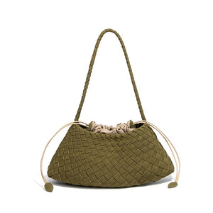 Matte Handwoven Leather Shoulder Handbag