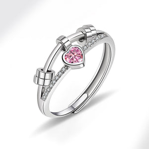 Heart Bead Anxiety Fidget Spinner Ring